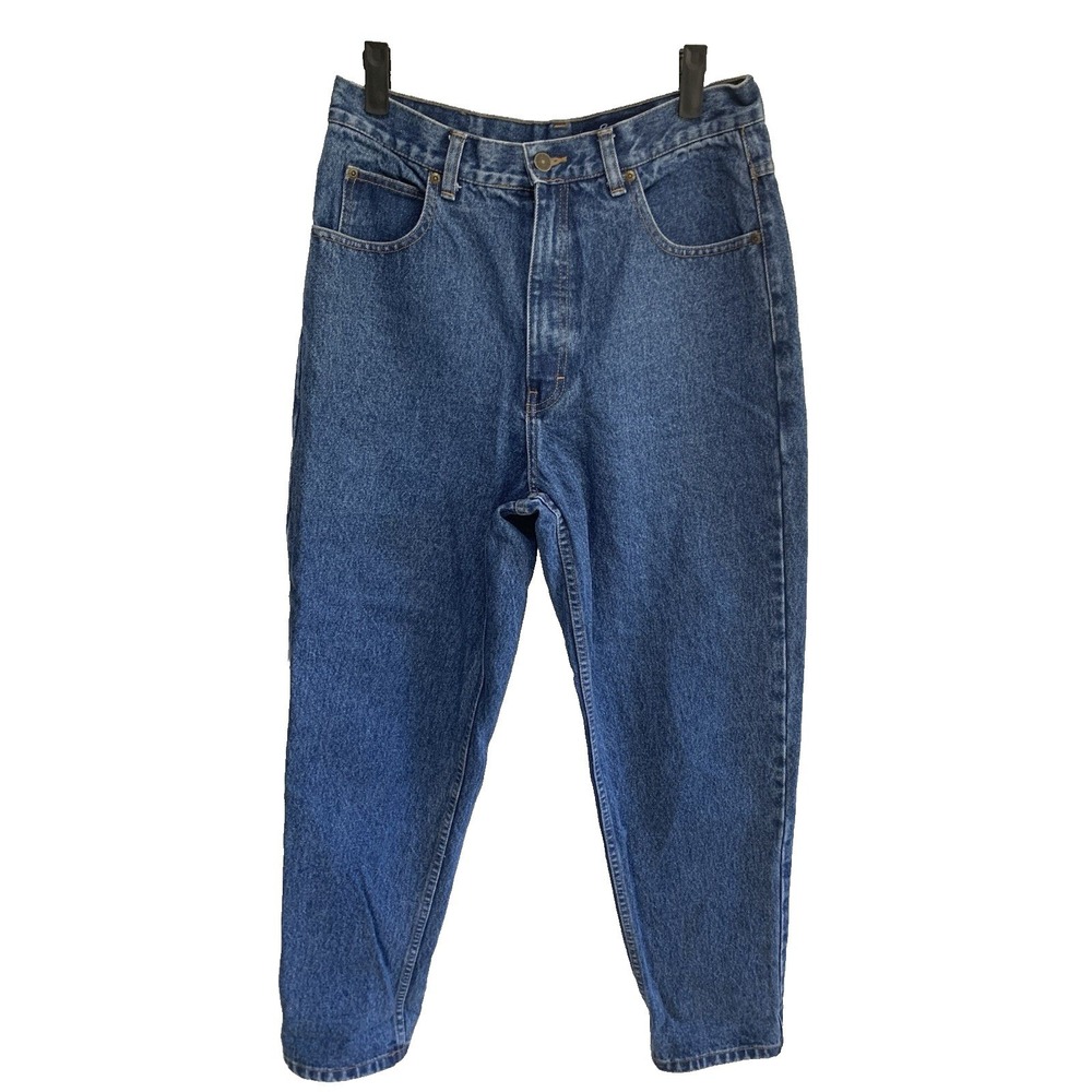 Eddie Bauer 90s‎ Mom Jeans Womens 12P Blue High Waisted Tapered Vintage Denim